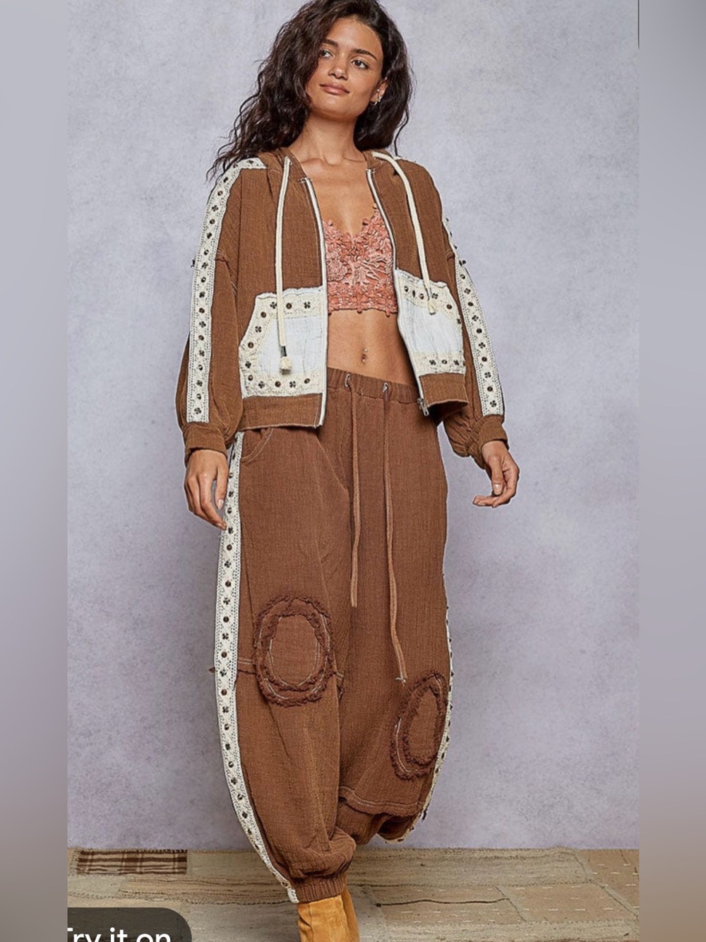NWT POL Clothing Gauze Hoodie & Jogger Set - Picture 5 of 8